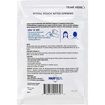 WellPatch Cooling Headache Pads, Migraine 4 Pads in a Pack. (Pack of 6)= 24pads