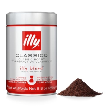 Illy Classico Ground Coffee 8.8oz - Rich Medium Roast with Chocolate & Caramel Flavors