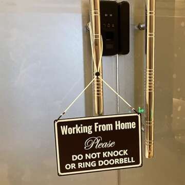 Working from Home Sign - Do Not Knock or Ring Doorbell - Work From Home Must Have Office Door Sign 12" * 8" (160)