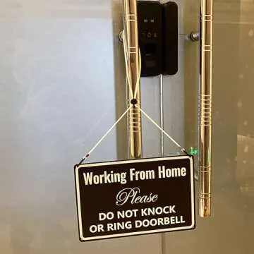 Working from Home Sign - Do Not Knock or Ring Doorbell - Work From Home Must Have Office Door Sign 12" * 8" (160)