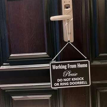 Working from Home Sign - Do Not Knock or Ring Doorbell - Work From Home Must Have Office Door Sign 12" * 8" (160)