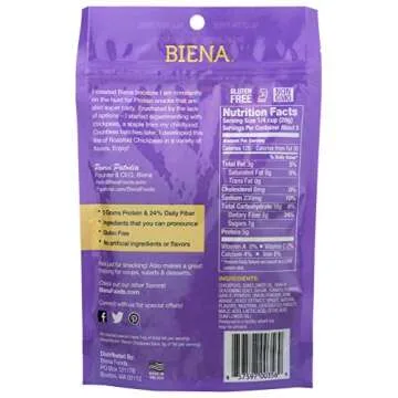 BIENA Chickpea Snacks - Crunchy Roasted Chickpeas - High Fiber Vegan Protein Snacks for Adults and Kids - 5 Ounce Individual Pack - Rockin' Ranch