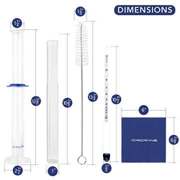 Circrane 0-200 Proof & Tralle Alcohol Hydrometer with Glass Test Jar Kit, Accurate Tester & Glass Cy...