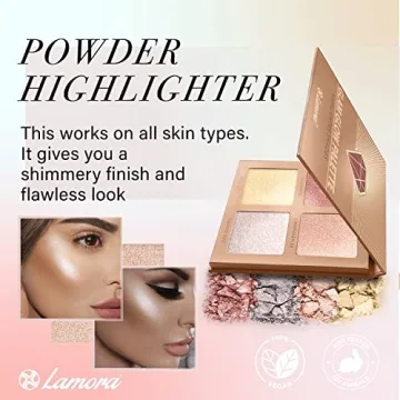 HIGH END GLOW Highlighter Palette with Mirror & 4 Shimmer Shades