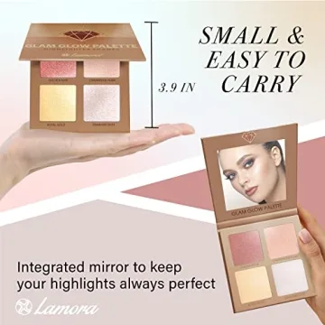 HIGH END GLOW Highlighter Palette with Mirror & 4 Shimmer Shades