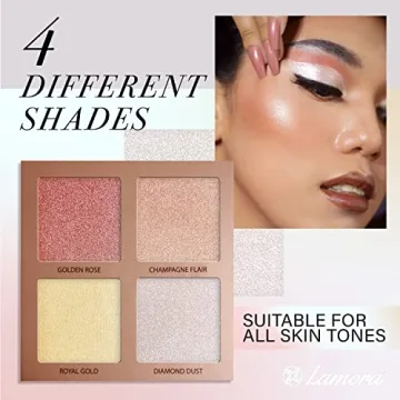 HIGH END GLOW Highlighter Palette with Mirror & 4 Shimmer Shades