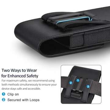 ACCKUO Leather Phone Holster with Strong Clip and Closure