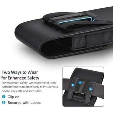 ACCKUO Leather Phone Holster with Strong Clip and Closure