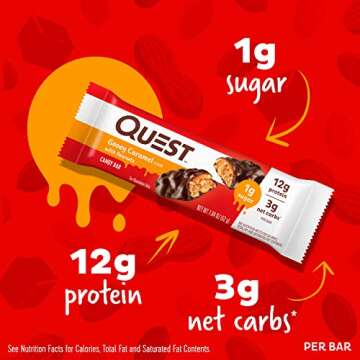 Quest Nutrition Candy Bars Gooey Caramel with Peanuts (12 Bars)