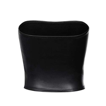 MixMatchy Women's PU Leather Crop Tube Top Strapless Sleeveless Sexy Party Clubwear Tops Black