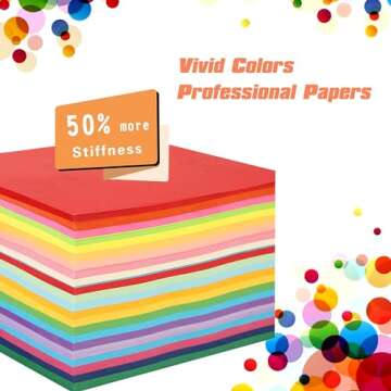 BUBU Origami Paper Kit 1000 Sheets 6 Inch Square Double Sided Color 20 Vivid Colors for Beginners Tr...