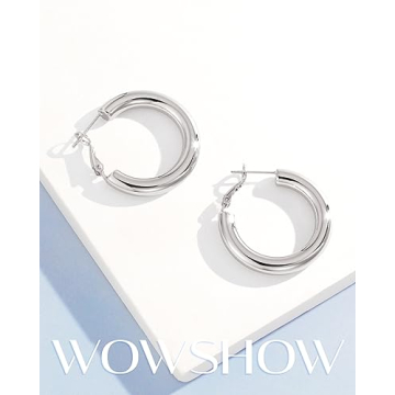 WOWSHOW Chunky Hoop Earrings for Women - Stylish & Versatile