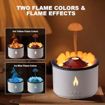 Volcano Humidifier Flame Aroma Diffuser: Ultrasonic Essential Oil Scent Diffuser 300ml Large Capacity 2-in-1 Essential Oil Diffuser with Function Timer for Bedroom Home Office (Double Color Flame)