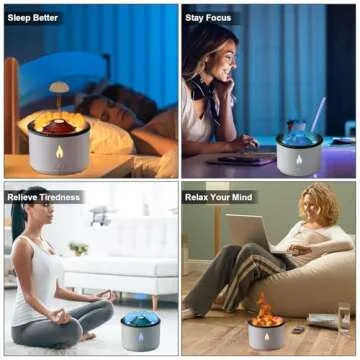 Volcano Humidifier Flame Aroma Diffuser: Ultrasonic Essential Oil Scent Diffuser 300ml Large Capacity 2-in-1 Essential Oil Diffuser with Function Timer for Bedroom Home Office (Double Color Flame)