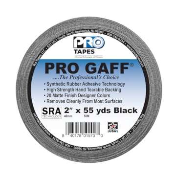 Pro Gaffer Gaffers Tape, 2 in x 55 yd, Black