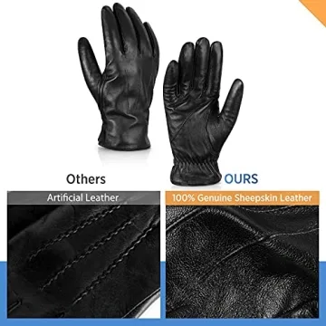 Alepo Genuine Sheepskin Leather Winter Gloves with Touchscreen