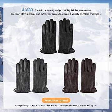 Alepo Genuine Sheepskin Leather Winter Gloves with Touchscreen