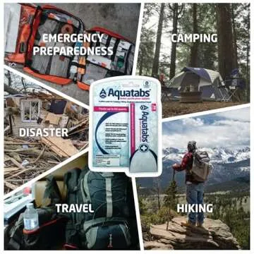 Aquatabs 49mg Water Purification Tablets (30 Pack). Water Filtration System for Hiking, Backpacking, Camping, Emergencies, Survival, and Home-Use. Easy to Use Treatment and Disinfection.
