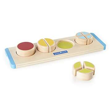 Guidecraft Starter Circle Fractions - Early Math Skills Building Toy, Wooden Puzzle Sorting and Stacking Shapes for Kids