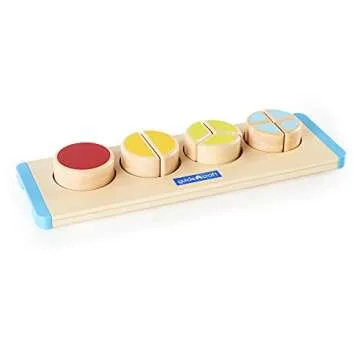 Guidecraft Starter Circle Fractions - Early Math Skills Building Toy, Wooden Puzzle Sorting and Stacking Shapes for Kids