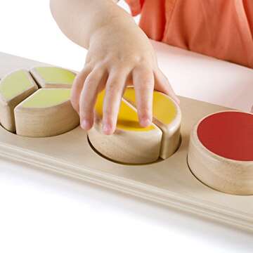 Guidecraft Starter Circle Fractions - Early Math Skills Building Toy, Wooden Puzzle Sorting and Stacking Shapes for Kids