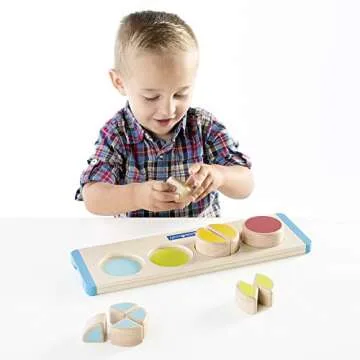 Guidecraft Starter Circle Fractions - Early Math Skills Building Toy, Wooden Puzzle Sorting and Stacking Shapes for Kids