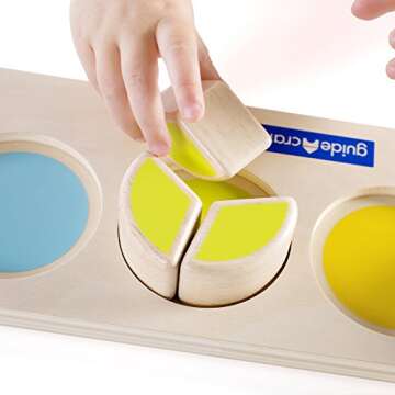 Guidecraft Starter Circle Fractions - Early Math Skills Building Toy, Wooden Puzzle Sorting and Stacking Shapes for Kids