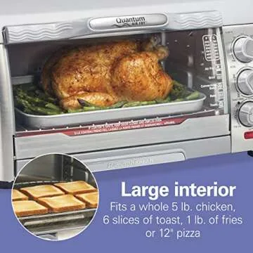 Hamilton Beach Quantum Toaster Oven Air Fryer Combo With Large Capacity, Fits 6 Slices Or 12” Pizza, 5 Functions for Convection, Bake, Broil, Stainless Steel (31350)