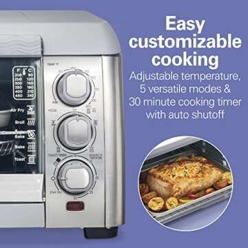 Hamilton Beach Quantum Toaster Oven Air Fryer Combo With Large Capacity, Fits 6 Slices Or 12” Pizza, 5 Functions for Convection, Bake, Broil, Stainless Steel (31350)