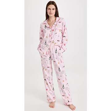 BedHead PJs Women's Let's Do Brunch PJ Set, Let's Do Brunch, Pink, Print, MD (US 8-10)