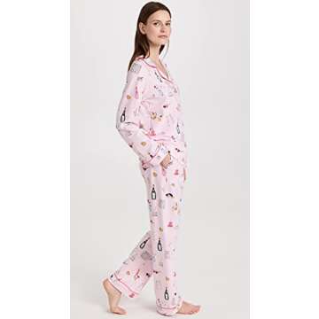 BedHead PJs Women's Let's Do Brunch PJ Set, Let's Do Brunch, Pink, Print, MD (US 8-10)