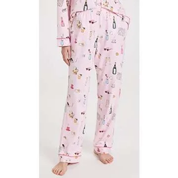BedHead PJs Women's Let's Do Brunch PJ Set, Let's Do Brunch, Pink, Print, MD (US 8-10)