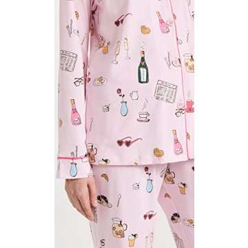 BedHead PJs Women's Let's Do Brunch PJ Set, Let's Do Brunch, Pink, Print, MD (US 8-10)