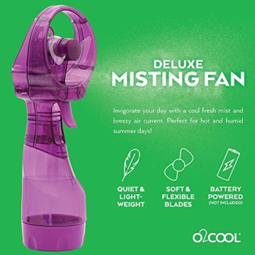 O2COOL Deluxe Purple Handheld Misting Fan Portable Cooling