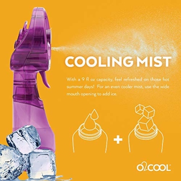 O2COOL Deluxe Purple Handheld Misting Fan Portable Cooling