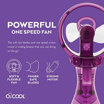 O2COOL Deluxe Purple Handheld Misting Fan Portable Cooling