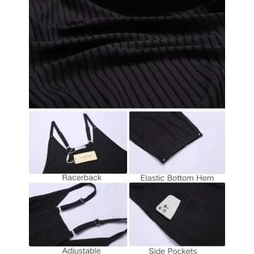 Ekouaer Women's Stylish V Neck Jumpsuit with Pockets