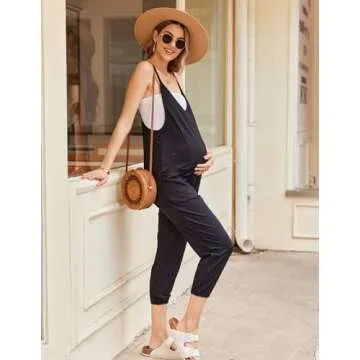 Ekouaer Women's Stylish V Neck Jumpsuit with Pockets