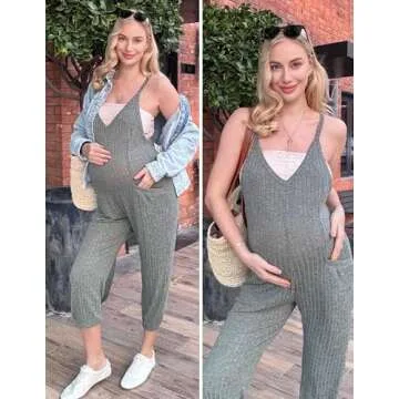 Ekouaer Women's Stylish V Neck Jumpsuit with Pockets