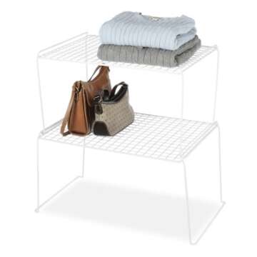 Whitmor White Wire Stacking Shelf Large