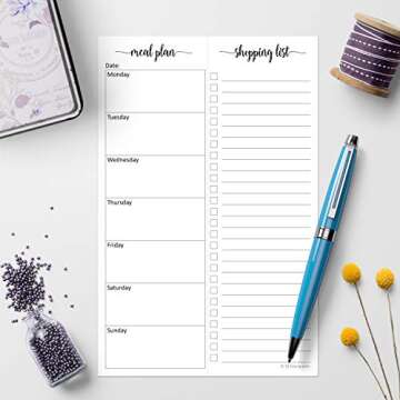 321Done Magnetic Meal Planning Notepad - Made in USA - Fridge Weekly Menu Planner Tear-Off Simple Shopping List Meals Groceries Grocery List, Magnet Memo Pad Refrigerator - Perforated Monday Start