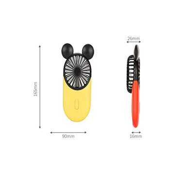 Kbinter Cute Personal Mini Fan, Handheld & Portable USB Rechargeable Fan with Beautiful LED Light, 3...