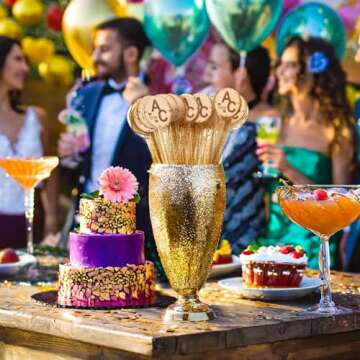 Sparkle and Bash 150 Pack Gold Glitter Swizzle Sticks for Cocktails, 7 Inches Long, Plastic Drink Stirrers for Beverages