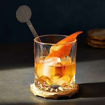 Sparkle and Bash 150 Pack Gold Glitter Swizzle Sticks for Cocktails, 7 Inches Long, Plastic Drink Stirrers for Beverages