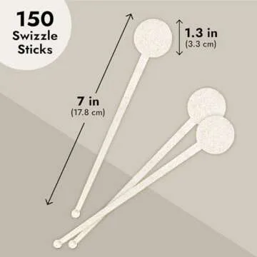 Sparkle and Bash 150 Pack Gold Glitter Swizzle Sticks for Cocktails, 7 Inches Long, Plastic Drink Stirrers for Beverages