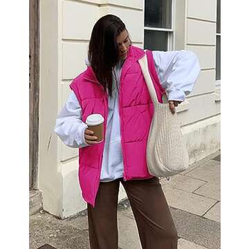 APAFES Women Winter Oversized Puffer Vest – Quilted & Lightweight for Cozy Comfort