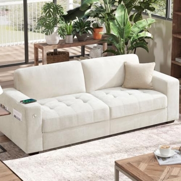Hanherry 89" Sofa for Living Room, Modern Comfy Sofa with Medium Firm Seat Cushion, Removable Cover,...