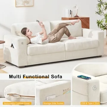 Hanherry 89" Modern Sofa with USB Ports for Cozy Living