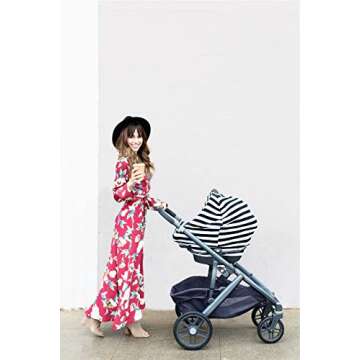 Itzy Ritzy 4-in-1 Nursing Cover, Car Seat Cover, Shopping Cart Cover & Infinity Scarf – Breathable, Multi-Use Nursing Cover Up for Breastfeeding, Carseat Canopy & Stroller Cover (Black & White Stripe)