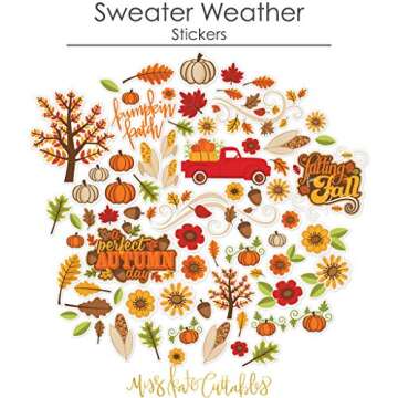 Miss Kate Cuttables Paper & Sticker Kit - Sweater Weather - 17 Double-Sided 12x12 Papers with 33 Designs & 1 8X12 Sticker Sheet - Scrapbooking Card Making Crafting